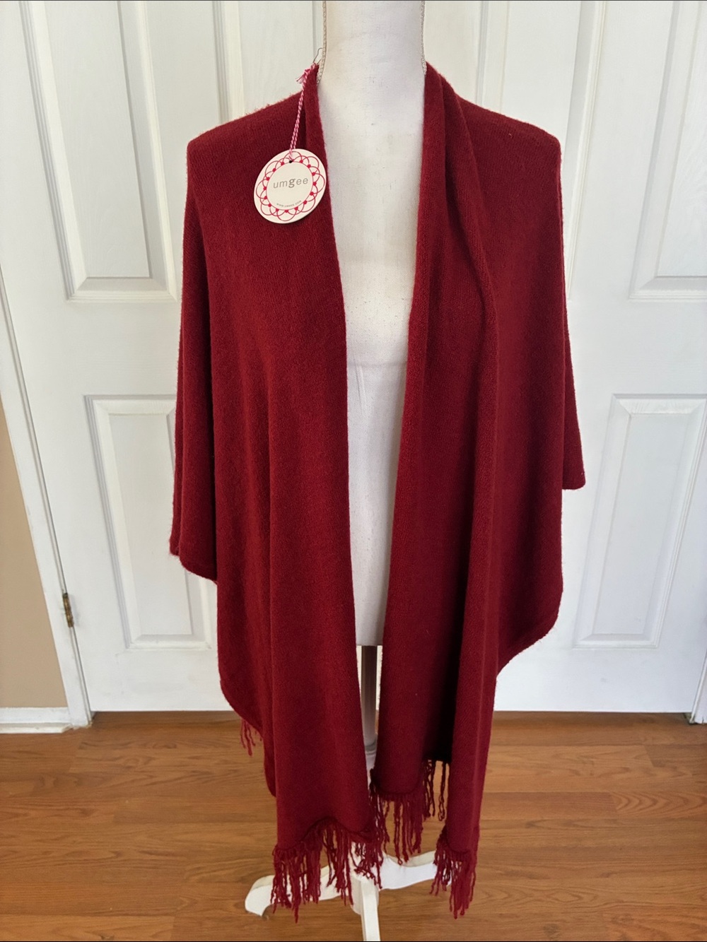 New Umgee cape Orange Bohemian fringe nylon blend